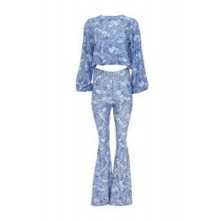 AZUL BLUE PAISLEY FLARED PANTS